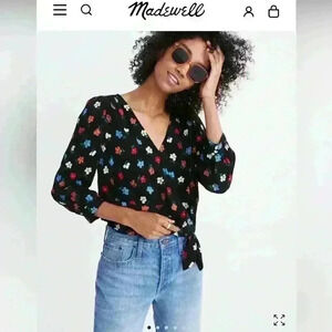 Madewell Wrap Top in Pressed Flowers